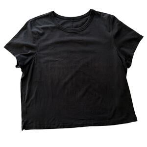 Lululemon Classic-Fit Cotton-Blend T-Shirt Black Size 10 Cropped